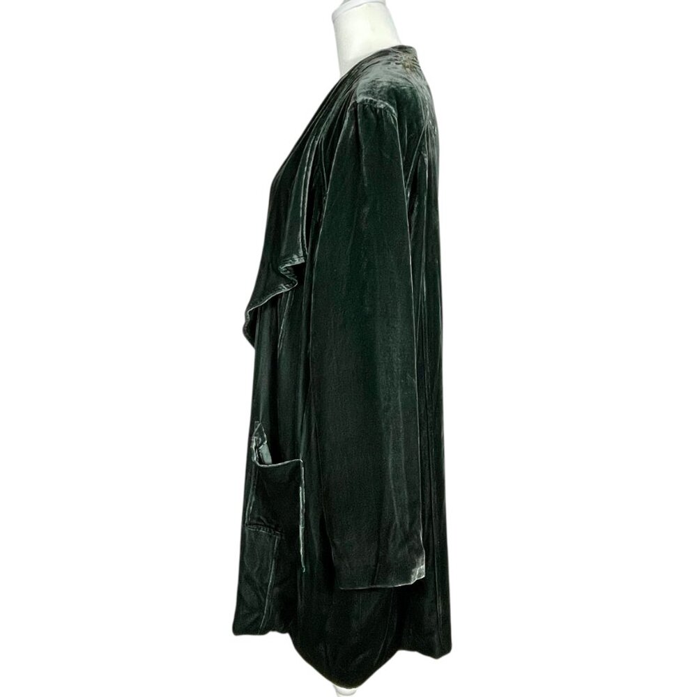 Poetry Silk Velvet Open Front Jacket Drape Collar Charcoal Gray Size 16 Luxury - Picture 3 of 12
